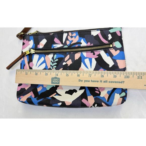 Fossil Fionia Small Crossbody Floral Coated Canvas Leather Accents Adjustable - Picture 11 of 13